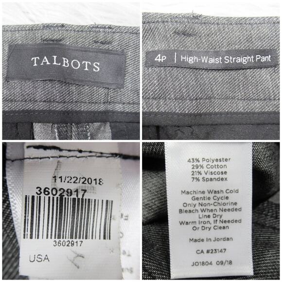 TALBOTS High Waist Straight Leg Pant Gray Trouser Dress Pants Women’s Size 4P - Picture 12 of 13